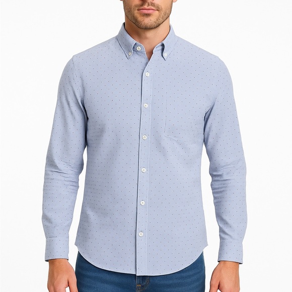 Original Penguin Heritage Slim Fit Button Down Light Blue Micro Dot 16.5/34-35 - Picture 5 of 14